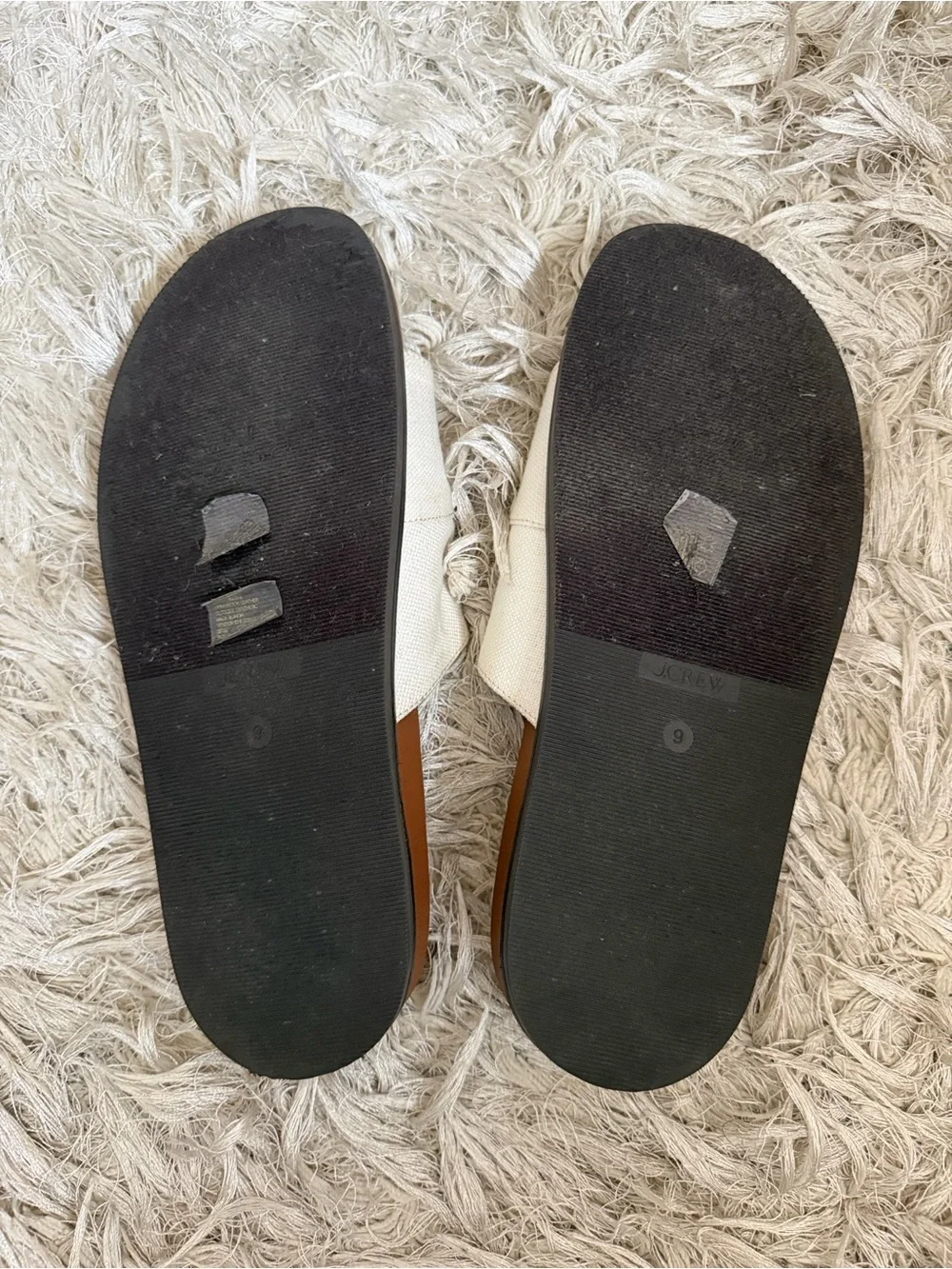 J. Crew Colbie Double Strap Buckle Sandals in Canvas & Leather Ivory/Brown Sz 9